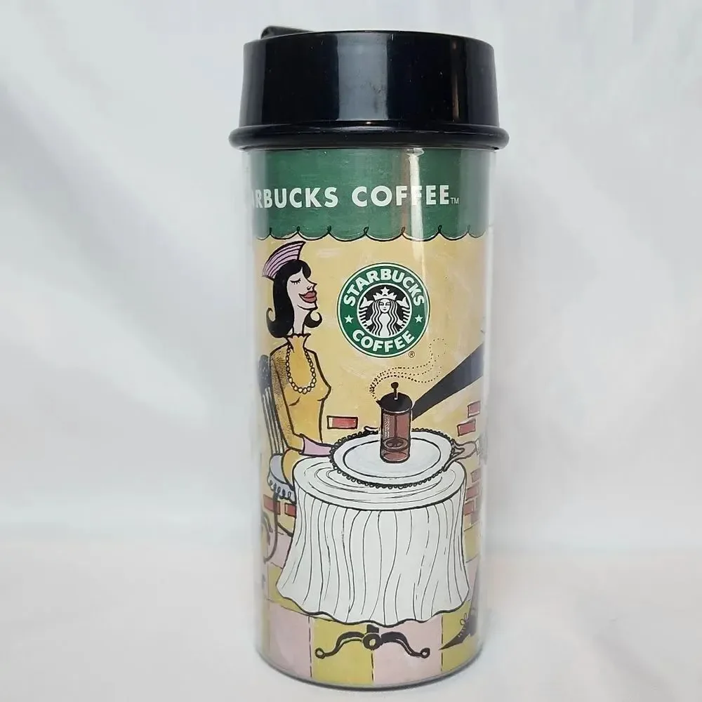 ☕️Vintage Starbucks 1999 Bodum French Press Acrylic 16oz Travel Tumbler